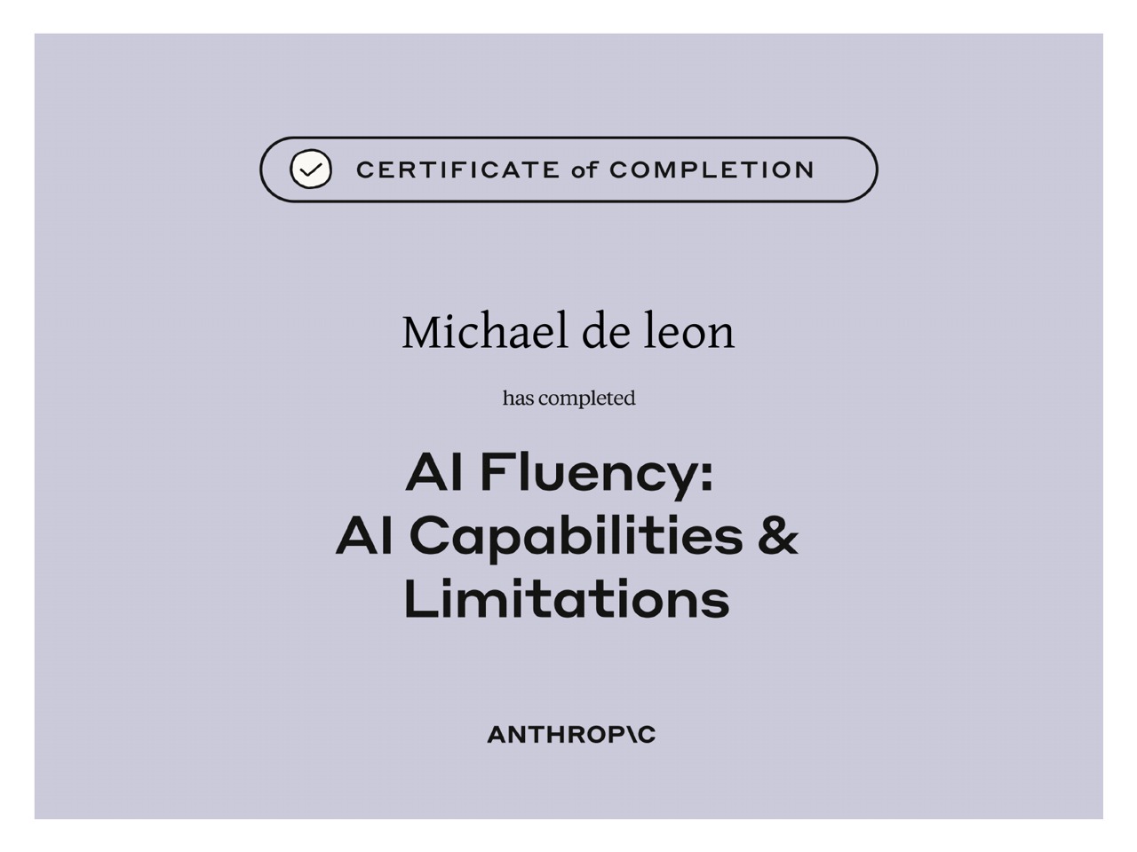 AI Fluency: AI Capabilities & Limitations Certificate
