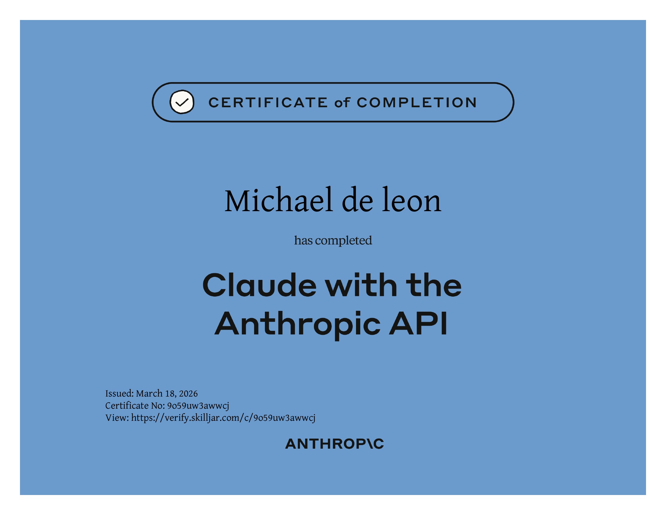 Claude with the Anthropic API Certificate