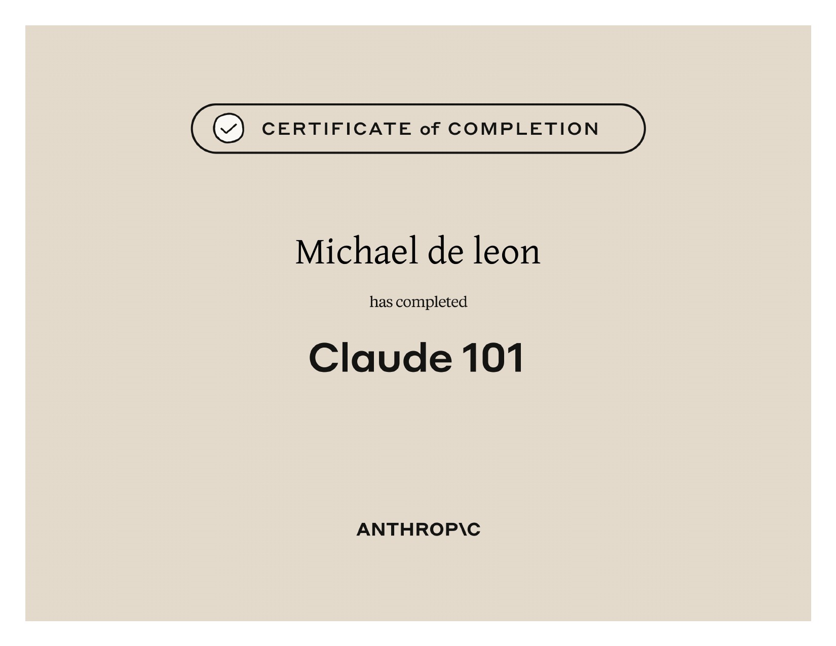 Claude 101 Certificate